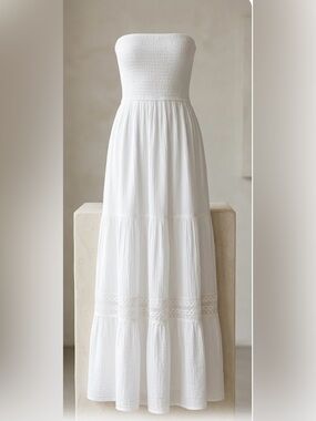 Seaspice White Smock Top Cotton Maxi Dress